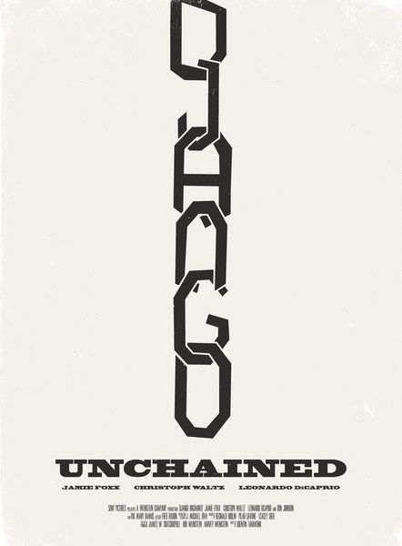 Alternative Movie Poster for Django Unchained by Aron Jones Django Unchained Poster, Minimalist Poster Design, Typo Poster, Django Unchained, Film Posters Minimalist, Minimal Movie Posters, Minimal Poster, Movie Posters Design, Typographic Poster