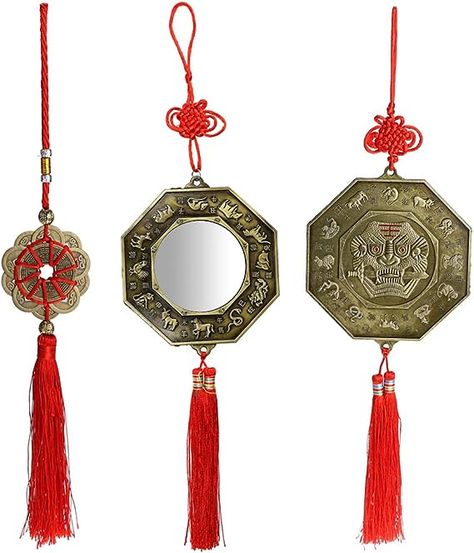 Amazon.com: MDLUU 3 Pcs Bagua Mirror Feng Shui Ornaments, Guardian Lion Biting A Sword, Ancient Coins with Chinese Knot Tassel, Lucky Charm for Gifts, Home Protection, Car Decor : Home & Kitchen Mirror Feng Shui, Chinese Lucky Charms, Bagua Mirror, Ancient Coin Pendant, Chinese Ornament, Chinese House, Guardian Lion, Chinese Element, Chinese Decor