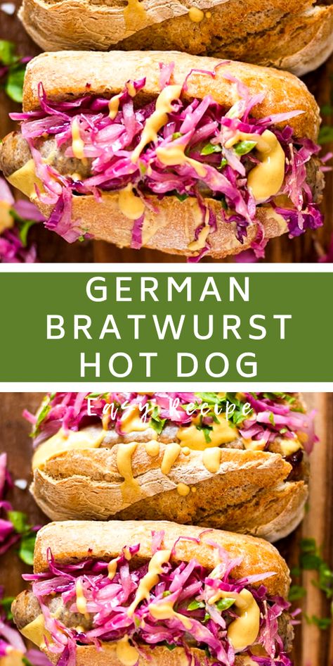 Braut Recipes Bratwurst, German Hot Dog, German Bbq, German Lunch, Quick Sauerkraut, Hotdogs Recipes, Red Cabbage Sauerkraut, German Bratwurst, Easy German Recipes