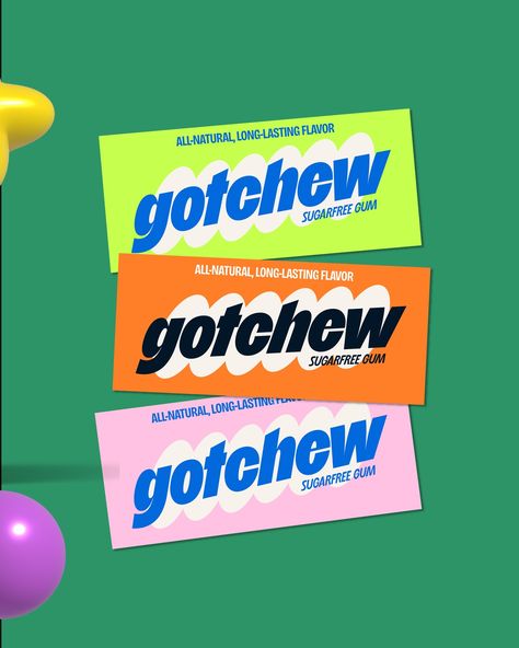 Enjoyed creating this custom logotype and packaging design for Gotchew which is a high-quality, sugar-free bubble gum that's 🌿 all-natural AND good for your teeth! 🦄 #dbgotchew Passion projects are mainly for having fun! No weird design demands, the client is you and you set the brief ❤️ COMMENT: Let me know what you think below. Do you think you would pick this off the shelf? How can we improve this? #brandidentitydesign Brief by @designerbriefs #designerbriefs #branding #visualident... Bubble Gum Branding, Bubble Gum Brands, Gum Packaging, Gum Design, Gum Brands, Weird Design, Passion Project, The Client, Brand Identity Design