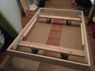 Floating Bed on Heavy Duty Castors : 7 Steps (with Pictures) - Instructables Floating Bed Full Size, Full Floating Bed Frame Plans, Floating Bed Storage, Bed Under Platform Floor, Floating Bed Ideas Bedroom Designs, Floating Bed Diy Queen, Diy Floating Bed With Headboard, Diy Low Platform Bed, Queen Bed Frame Diy Plans