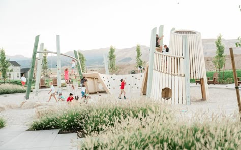 Pennant Park at Daybreak - Earthscape Play Danish Playground, Earthscape Playground, Outdoor Game Room, City Playground, Modern Playground, Westin Hotel, Outdoor Play Spaces, Outside Games, Scandinavian Architecture