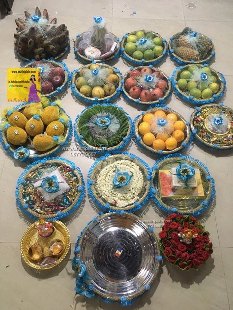 Seervarisai Plates Decoration, Varisai Thattu Ideas, Engagement Sweets Packing, Baby Shower Rukhwat Ideas, Seer Plate Decoration Ideas, Seer Thattu Decoration Ideas, Thambulam Ideas, Valakappu Decoration, Sreemantham Plate Decoration