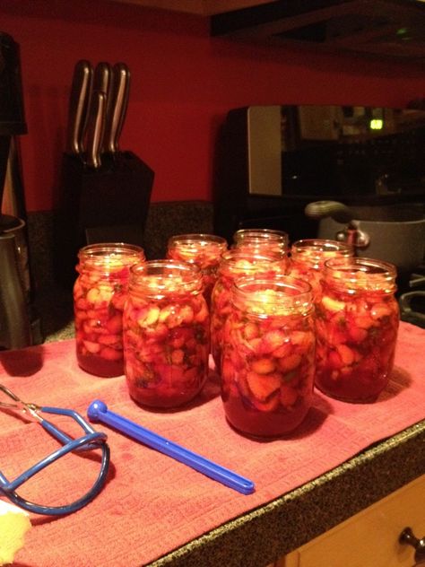 Strawberry Salsa (I used honey instead of agave and found it oh so delicious but far too sweet. Next time omit the syrup altogether). Canning Diva Recipes, Canning Strawberries Recipes, Strawberry Canning Recipes, Strawberry Recipes Canning, Strawberry Canning, Canning Strawberries, Canning Diva, Strawberry Salsa Recipe, Berries And Chocolate