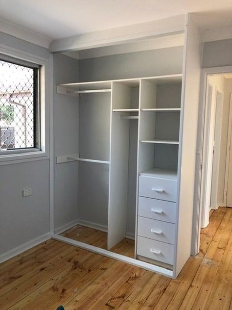 Built In Closet Wall Small Bedroom, Built In Wardrobe Ideas For Small Rooms, Movable Closet Ideas, Small Room Built In Wardrobe, Wardrobe Design For Small Room, Building A Closet In A Small Room, Small Built In Wardrobe, Small Built In Closet, Wardrobe Design For Small Bedroom