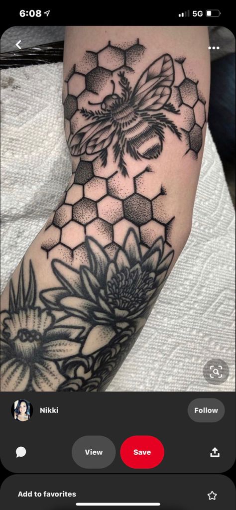 Bee Tattoo Meaning, Honeycomb Tattoo, Tattoo Sleeve Filler, Backpiece Tattoo, Throat Tattoo, Tattoo Filler, Cool Chest Tattoos, Theme Tattoo, Skeleton Hand Tattoo