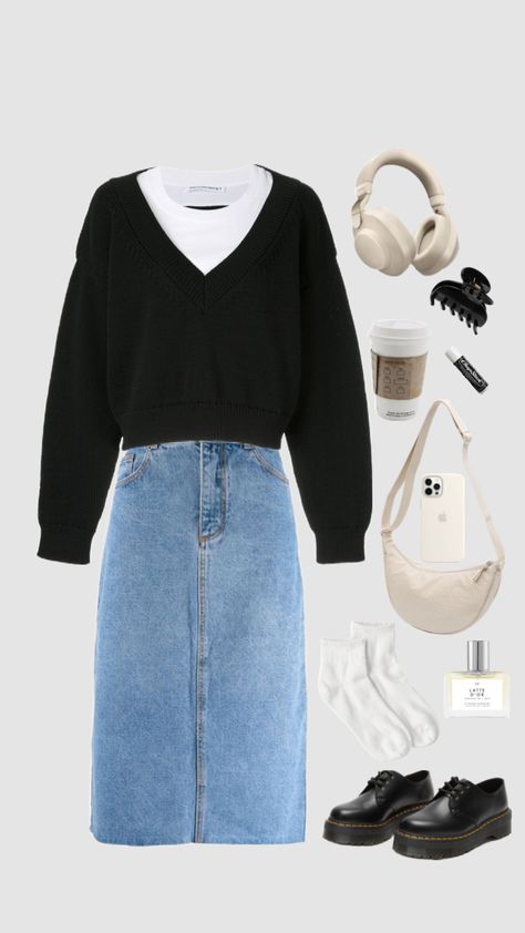 #outfitinspo #outfit #modestfashion #skirt #cardigan #fall #art #vibes #aesthetic #casualoutfit #casual #vanillagirl #downtowngirl Art Vibes Aesthetic, Edgy Work Outfits, Modesty Outfits, Cute Modest Outfits, Clothes Korean Style, Winter Fashion Outfits Casual, Stylish Work Attire, Fall Art, Everyday Fashion Outfits