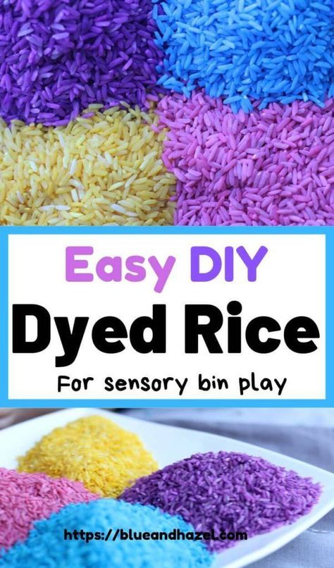 Sensory Activities For 3-5, Dye Rice For Sensory Bin, Sensory Rice Food Coloring, Color Rice Sensory Table, How To Color Rice With Food Coloring, Colored Rice How To Make, Colorful Sensory Bin, Dye Rice Food Coloring, How To Color Rice