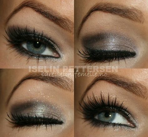 . Grey And Silver Nails, Grey Smokey Eye Makeup, Semi Makeup, Makeup Hooded Eyes, Smokey Cat Eye, Grey Smokey Eye, Grey Makeup, 20 Makeup, Hooded Eye Makeup