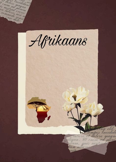 Afrikaans Cover Page Aesthetic, Afrikaans Cover Page, Book Cover Page Design, Project Cover Page, School Survival Kits, School Book Covers, Book Cover Page, Book Background, Survival Kits