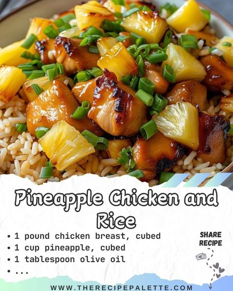 Easy Pineapple Chicken, Pineapple Chicken And Rice, Pineapple Chicken Recipe, Pineapple Chicken Recipes, Easy Home Recipes, Pineapple Recipes, Pineapple Chicken, Rice Ingredients, Chicken And Rice