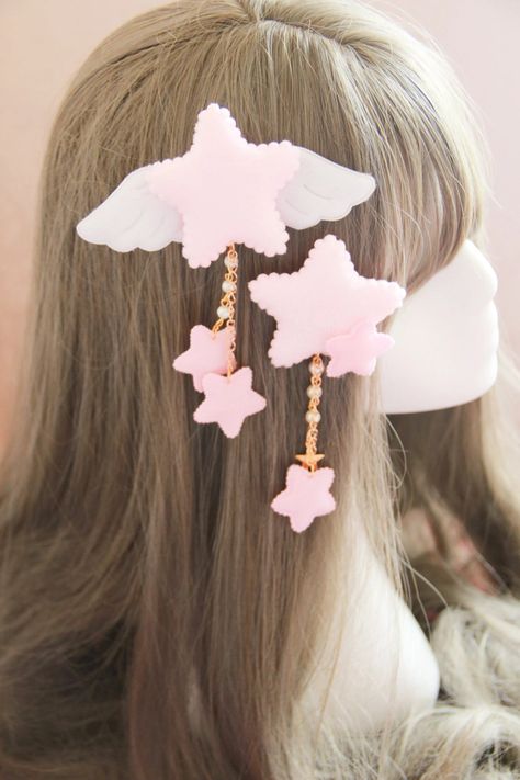 Kawaii Hair Accessories, Fairy Kei Fashion, Kawaii Hair Clips, Cute Hair Clip, Kawaii Hairstyles, Star Hair, Kawaii Accessories, Cute Hair, Cute Stars