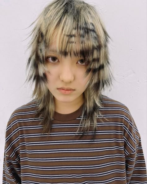 2023 Haircolor, Raccoon Tail Hair, Haircut Mullet, Shaggy Cut, Alt Hair, Poofy Hair, Hair 2022, Dyed Hair Inspiration, Hair Inspiration Short