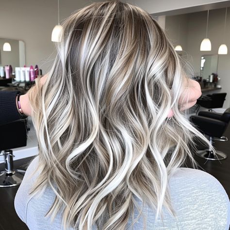 Different Colors Of Blonde Highlights, Blond Gray Highlights, Cool Blonde Hair Inspiration, Blonde To Blend Grey, Grey Highlights On Dark Blonde Hair, Best Grey Hair Color, Blond With Silver Highlights, Hair Color Ideas For Brunettes Front Pieces, Gray Blend Blonde