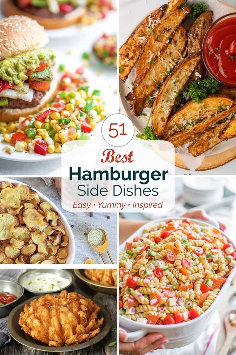 Side Dishes For Burgers, Hamburger Cookout, Sides For Hamburgers, Sides For Burgers, Ideas For Chicken, Hamburger Side Dishes, Burger Sides, Easy Healthy Side Dishes, Side Dish Ideas