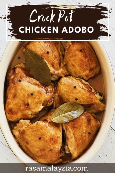 Crock Pot Chicken Adobo, Chicken Adobo Recipe Crockpot, Slow Cooker Chicken Adobo, Recipes Using Adobo Seasoning, Crockpot Chicken Adobo Filipino, Chicken Adobo Slow Cooker, Chicken Adobo Crockpot, Chicken Pork Adobo Recipe, Chicken Adobo Recipe Easy