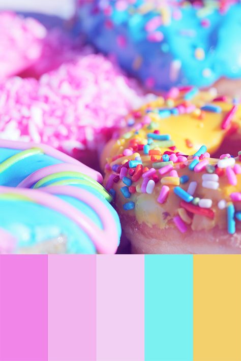 Birthday Color Pallete, Candy Pallete Color, Cupcake Color Palette, Birthday Cake Color Palette, Donut Color Palette, Fun Color Pallete, Candy Colour Palette, Cake Color Palette, Candy Color Palette