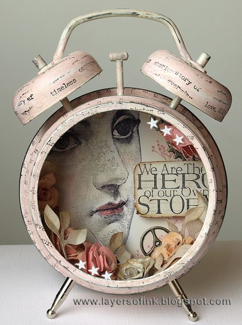 Love this Clock created by Anna-Karin for the Simon Says Stamp Monday challenge (Clocks and Gears) March 2014 Clock Craft, Altered Tins, Shabby Chic Bedroom, Shabby Chic Crafts, Altered Boxes, Clock Art, Chic Bedroom, Assemblage Art, Shadow Boxes