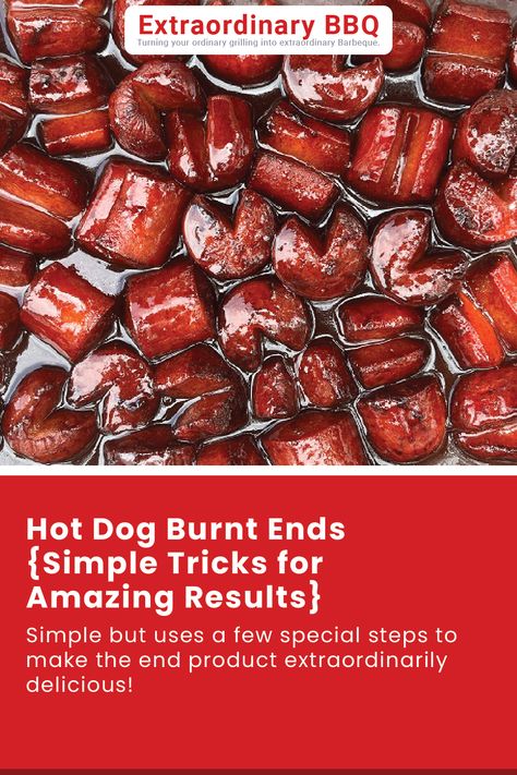 Here is a recipe for Hot Dog Burnt Ends that is deceptively simple but uses a few special steps to make the end product extraordinarily delicious! Burnt Hot Dog Ends, Hot Dog Burnt Ends Smoker, Hot Dog Burnt Ends In Oven, Burnt End Hot Dogs, Hot Dog Burnt Ends, Spiral Hot Dogs, Smoked Recipes, Bbq Dry Rub, Burnt Ends