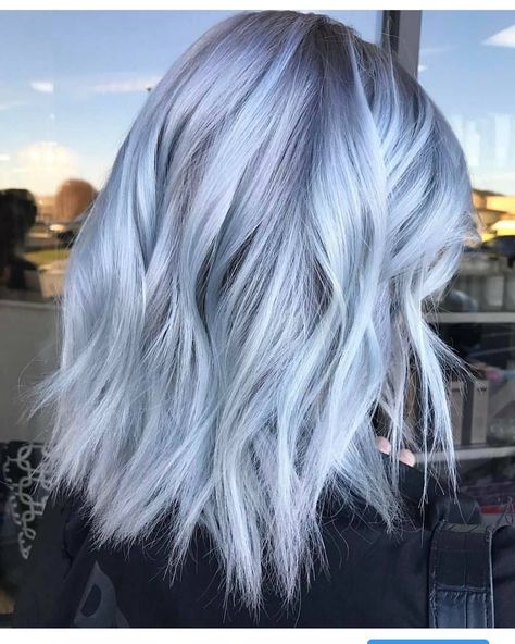 Blue Smoke 💨💨💨💨 @livdoeshair_ ⠀⠀ ⠀⠀⠀⠀⠀#DaHair 🍬🍭🍬🍭 ⠀⠀⠀⠀⠀⠀--@imallaboutdahair Silver Purple Blue Hair, Icy Blue Balayage, Ice Blue Balayage, Blue Silver Hair Color, Silver Hair With Blue Highlights, Light Blue Balayage, Blue Balayage Blonde, Ice Blue Hair Color, Black And Light Blue Hair