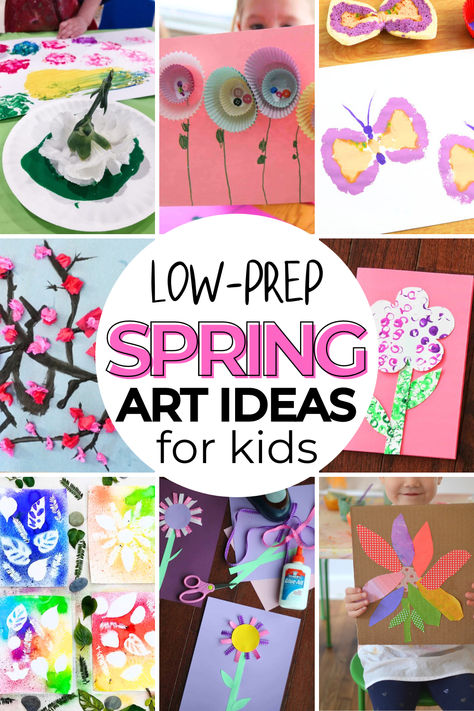 Inside this post you'll find 20+ simple spring themed art activities for preschoolers. Toddlers and big kids will love them too (even you!).  I'll bet you have the materials to make several of these right now! Spring Art For Grade 1, Spring Activities For Toddlers Art, Spring And Easter Crafts For Preschool, Kid Spring Crafts, Easter Art Activities For Toddlers, Spring Crafts For Prek, Flower Art Toddlers, Spring Prek Crafts, Pre K Spring Crafts