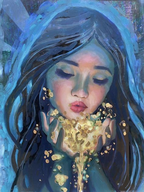 Donna Ashworth - CATCH THE COMPLIMENTS I have seen a... Donna Ashworth, Lindsay Rapp, Iridescent Shell, Gold Leafing, Texture Print, Paint Texture, Abstract Portrait, Portrait Inspiration, Texture Painting