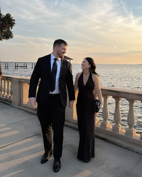 weekend recap 📸 . . . . . . . photo dump. florida. black tie wedding. wedding guest dress. wedding guest outfit. sunset. black dress. black maxi dress. couple outfits. black tie wedding outfits. outfit inspo. just girly things. pinterest outfits. pinterest aesthetic. minimal style. #photodump #blacktiewedding #outfitinspo Men Wedding Guest Outfit Black, All Black Wedding Guest Outfit Men, Black Tie Optional Men, Black Tie Mens Attire, Couple Outfits Black, Black Tie Reception, Black Wedding Guest Outfits, Black Tie Wedding Guest Attire, Men Wedding Attire Guest