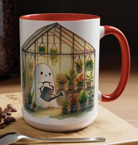 Greenhouse Ghost Coffee and Tea Cute Spooky Ghost Halloween Mug, Halloween Housewarming Gift, Fall Coffee Lover Gift Cute Spooky Ghost, Halloween Housewarming, Ghost Coffee, Coffee Lover Gift, Spooky Ghost, Fall Coffee, Autumn Coffee, Tea Ritual, Colored Interior