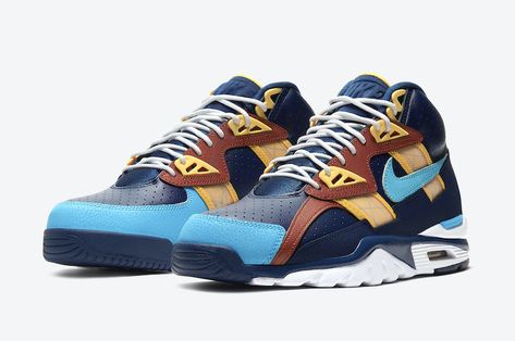 Nike Air Trainer SC High Navy Blue Orange CW6023-400 Release Date-4 Bo Jackson Sneakers, Nike Trainer, Nike Air Trainer, Bo Jackson, La Rams, Nike Air Shoes, Best Shoes For Men, Best Running Shoes, Mens Nike Shoes