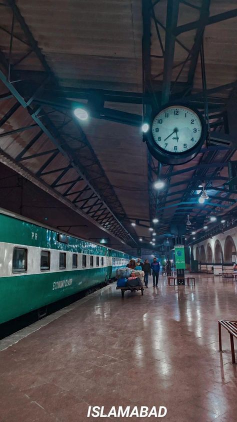 Railway Station of islamabad Beautiful Railway Station, Wallpaper Clock, Pakistan Railways, Iphone Wallpaper Clock, Snap Snapchat, Beach Background Images, Graffiti Doodles, Beach Background, Folk Dance