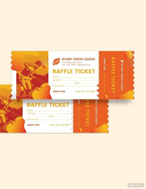 Rugby Raffle Ticket Template Holiday Raffle, Fundraiser Raffle, Concert Ticket Template, Indesign Free, Raffle Tickets Template, Admit One Ticket, Free Cover Letter, Education Templates, Photoshop Design Ideas