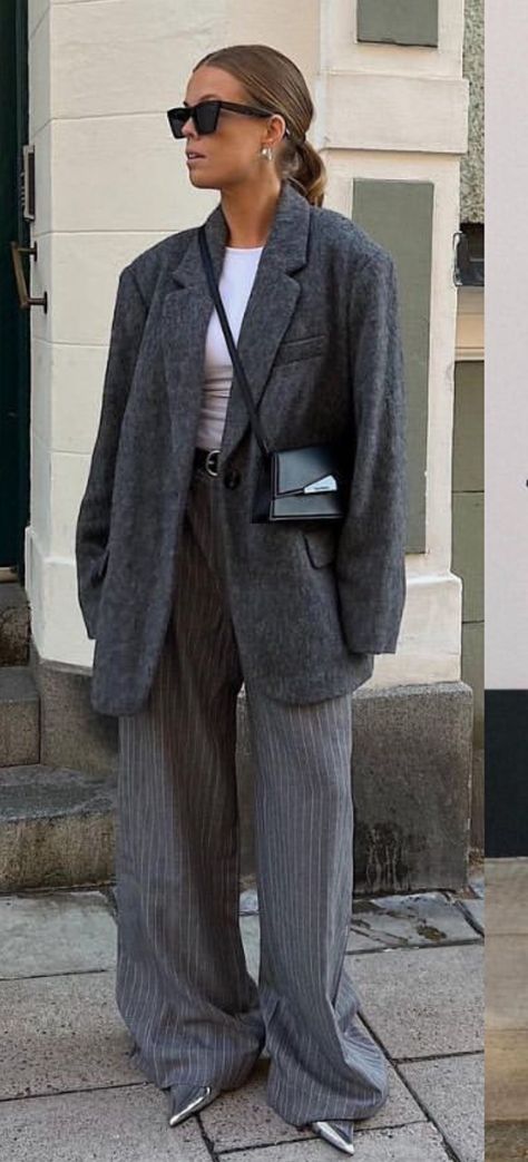 Grey Wool Blazer Outfit Women, Wool Blazer Outfit Women, Edgy Minimalist Fashion, Simple Work Outfits, Smart Casual Women, New York Outfits, Blazer Outfits For Women, Preppy Girl, Blazer Outfit