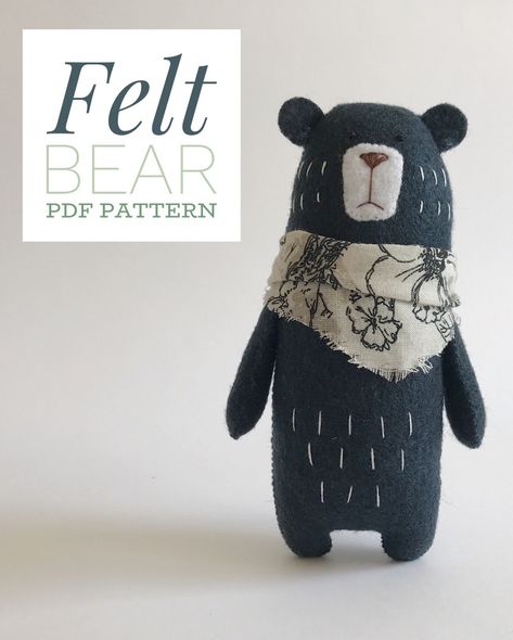 Bear Sewing PATTERN, Teddy Bear Pattern, PDF Pattern, Felt Animals, Woodland Animals, Stuffed Animal - Etsy Pattern Felt Animals, Bear Sewing Pattern, Felt Bear, Pattern Teddy Bear, Stuffed Bear, Animal Sewing Patterns, Sewing Stuffed Animals, Trendy Sewing, Teddy Bear Pattern