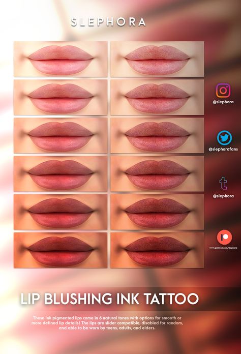 Sims Cc Download, Mod Makeup, Lip Blushing, Female Lips, Sims 4 Tattoos, Sims 4 Patreon, Sims 4 Cas Mods, Makeup Cc, Sims Packs