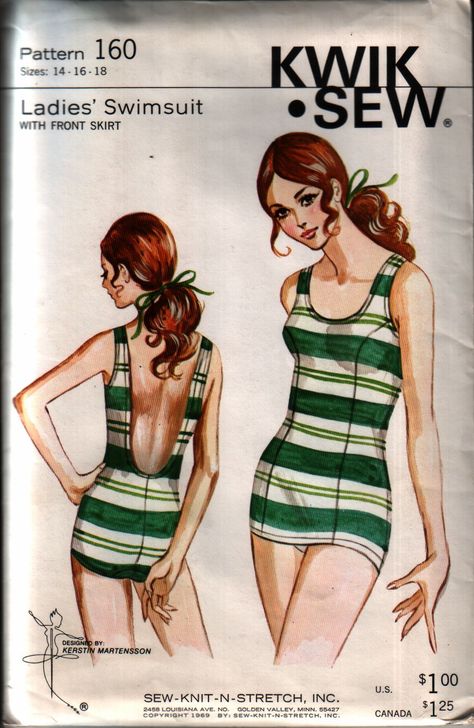 Swimsuit Sewing Pattern, Vintage Bathing Suit Patterns, Swimsuit Pattern Sewing, Retro One Piece Swimsuits, Retro Bathing Suits, Sewing Pattern Vintage, Kwik Sew Patterns, Knitted Swimsuit, Vintage Bathing Suits