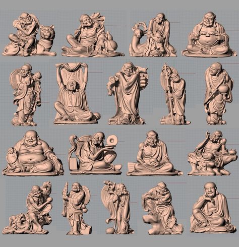 Character Sculpture, Chinese Sculpture, Chinese Characters, Buddha Art, 3d Assets, Site Design, Wood Sculpture, Zbrush, Buddhism