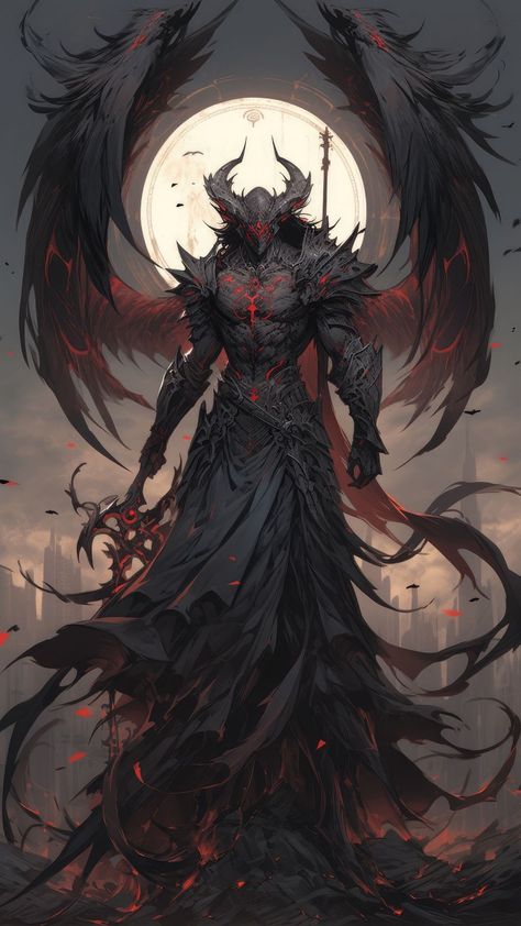 Lord Wallpaper, Wings Illustration, 천사와 악마, Angel Wings Illustration, Shadow Monster, Warrior Concept Art, Grim Reaper Art, Fantasy Demon, Demon Lord