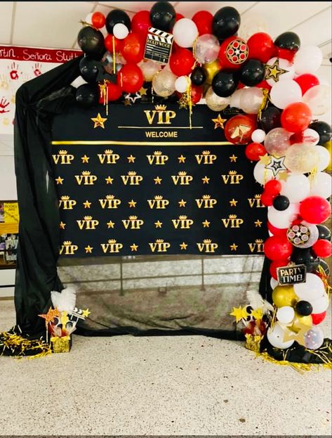 Hollywood Sorority Theme, Hollywood Theme Balloon Arch, Hollywood Balloon Arch, Hollywood Homecoming Theme, Hollywood Prom Theme, Hollywood Theme Prom, Hollywood Theme Party Decorations, Hollywood Dance, Red Carpet Theme Party