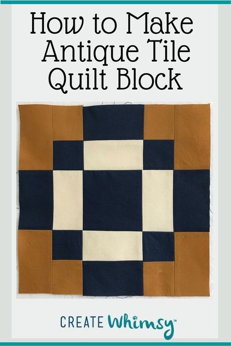 Make the Antique Tile Quilt Block, a nine patch format that uses strip piecing techniques, a perfect block for beginners who what to learn more about strip piecing. Quilt Block Patterns Easy, Paper Pieced Patterns, Tile Quilt, Puzzle Quilt, Traditional Quilt Patterns, Tiled Quilt, Strip Piecing, Modern Quilt Blocks, Nine Patch Quilt