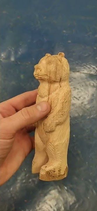 how to make wooden bear #woodcarving #handmade #bear #carving Carved Wooden Animals, Wooden Bear, Bear Carving, Carving