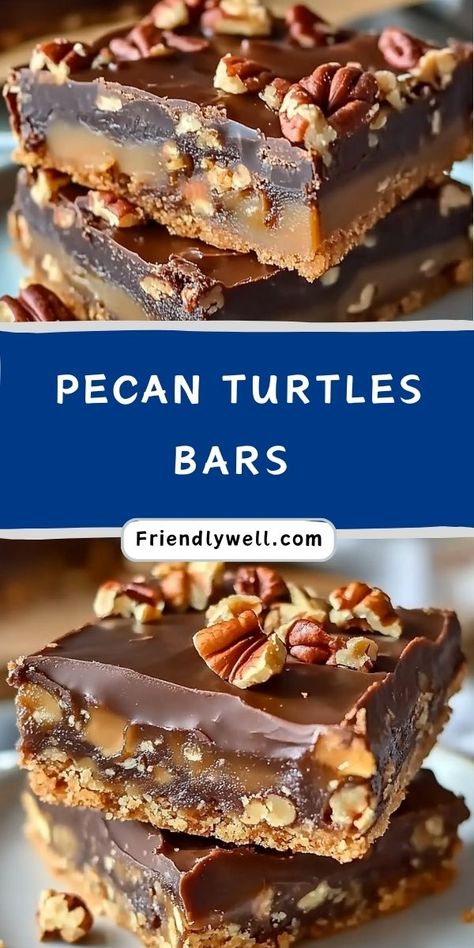 Love decadent treats? 🍫✨ Try this Easy Turtle Bars Recipe that’s loaded with chocolate, caramel, and crunchy pecans! Perfect for dessert lovers, this quick and simple recipe is ideal for parties, holidays, or a sweet snack. These bars are so delicious, they’ll be gone in no time! #EasyTurtleBars #DessertRecipes #ChocolateAndCaramel #SweetTreats #HolidayDesserts 🐢🍫🍯 Chocolate Pecan Caramels, Bar Treats Dessert, Easy Turtle Bars, Pecan Chocolate Bars, Lorna Doone Dessert Recipes, Turtle Bars Pecan, Turtle Dessert Recipes, Turtle Bark Recipe, Pecan Turtle Bars