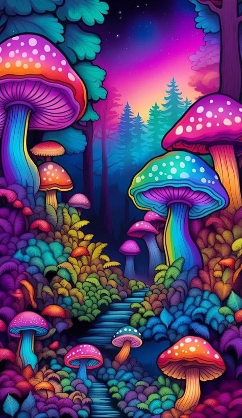 Phycadellic Art, Art Kits For Adults, Trippy Mushroom, Trippy Aesthetic, Trippy Iphone Wallpaper, Trippy Wall, Mushroom Pictures, Mushroom Wallpaper, Trippy Drawings