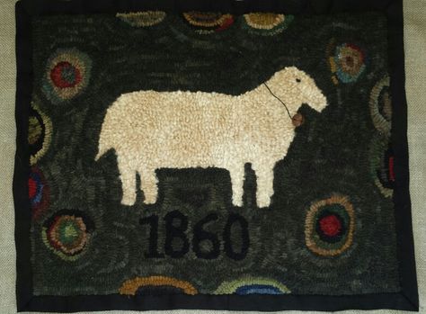 Wonderful prim rug! Hooked Rugs Primitive, Folk Pottery, Animal Hooks, Animal Rug, Primitive Rugs, Hand Hooked Rugs, Hooked Rug, Penny Rugs, Hooked Rugs