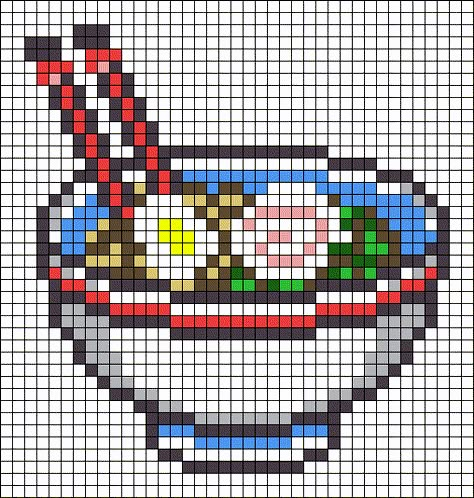 Alpha pattern #35206 | BraceletBook Brazil Pixel Art, Japanese Food Pixel Art, Ramen Pixel Art, Fun Pixel Art, Pixel Art Drawings Ideas, Food Alpha Pattern, Pixel Art Templates Easy, Japanese Pixel Art, Cute Pixel Art 32x32