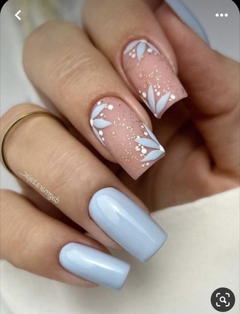 Powder Blue Nails, Trendy Short Nails, Blue Wedding Nails, Blue And Silver Nails, Blue And White Nails, Bridesmaids Nails, Light Blue Nails, Nails Classy, Nails Yellow