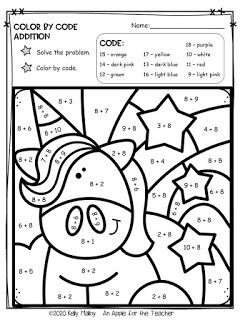 Unicorn Color By Number Color By Math Problem, Math Colour By Numbers, Addition Colour By Number, Color By Number Math Worksheets, Color By Number 3rd Grade, Addition Color By Number Free, Multiplication Color By Number Free, Add Worksheet, Unicorn Color By Number