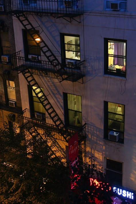 night, street, window, architecture, city, light, glass items, color, urban, graffiti, house, building, coloring, reflection, travel New York From Above, Fire Escape, New York Life, Nyc Life, City Vibe, Up House, One Photo, Window View, Dream City