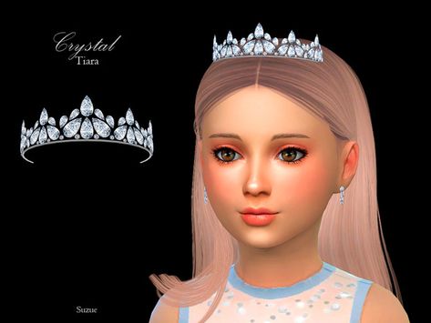 Suzue's Crystal Tiara Child Royal Clothes, Sims 4 Cc Kids Clothing, Sims Packs, Crown For Kids, Medieval Clothes, Sims 4 Children, Sims 4 Expansions, Crystal Tiara, Sims 4 Dresses