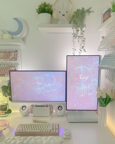 Streaming Desk Setup, Desk For Girls Room, Switch Stand, Video Game Room Decor, Cozy Gamer, Aesthetic Soft Girl, Gaming Desk Setup, Cozy Gaming, Girl Desk