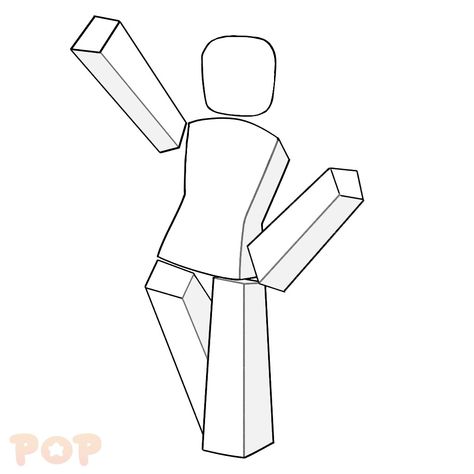 Roblox Avatars Drawing Base, Blocky Art Style Base, Roblox Pose Reference, Roblox Body Drawing, Roblox Base Drawing Pose, Roblox Poses Drawing, Roblox Poses Base, Roblox Art Base, Roblox Art Drawing